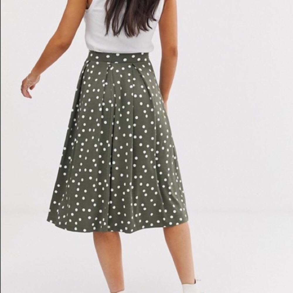 ASOS petite green polka dot midi skirt - Picture 2 of 3